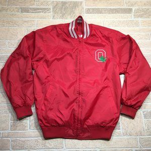 Ohio State Buckeyes NCAA Reversible Full Zip Red Nylon Heavy Jacket Mens Medium